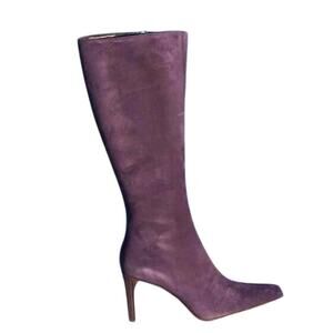 Donald Pliner Purple Suede Leather Boot Shoe Full Side Zipper New $495 NWT
